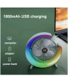 Masaüstü Vantilatör Usb Şarjlı Rgb Led Işıklı 3 Kademeli 180° Ayarlanabilir Soğutucu Fan Pembe