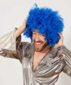 Mavi Renk Kıvırcık Afro Bonus Peruk