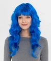 Mavi Renk Uzun Dalgalı Parti Peruğu