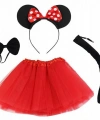 Minnie Mouse Kostüm Seti Etek Taç Kuyruk Papyon Gösteri Seti