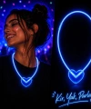 Neon Işıklı Fosforlu Kalp Parti Kolyesi Mavi Renk