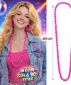 Neon Pembe Boncuk Kolye 80 Cm – Retro 80’ler 90’lar Parti Aksesuarı