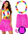 Neon Pembe Hawaii Etek 40 Cm Ve Rengarenk Hawaii Kolye