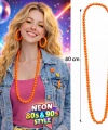Neon Turuncu Boncuk Kolye 80 Cm – Retro 80’ler 90’lar Parti Aksesuarı