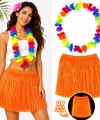 Neon Turuncu Hawaii Etek 40 Cm Ve Rengarenk Hawaii Kolye
