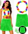Neon Yeşil Hawaii Etek 40 Cm Ve Rengarenk Hawaii Kolye