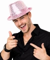 Pembe Payetli Disco Parti Şapkası Yetişkin Işıltılı Fötr Model