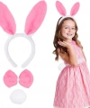 Pembe Tavşan Kostüm Seti – Taç, Papyon, Ponpon (12’li Paket)