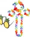 Renkli Ananas Gözlük, Taç, Kolye Ve Bileklik Seti