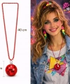 Retro Disko Topu Şekilli 8039ler 9039lar Kırmızı Renk Plastik Kolye