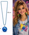 Retro Disko Topu Şekilli 8039ler 9039lar Mavi Renk Plastik Kolye