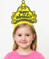 Sarı Happy Birthday Prenses Tacı – Doğum Günü Taç Aksesuarı