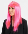 Şeker Pembesi Koyu Pembe Renk Uzun Düz Parti Peruğu
