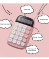 Sevimli Kare Tuşlu 10 Haneli Ldc Ekran Hesap Makinası Pembe