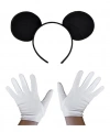 Siyah Mickey Mouse Tacı Ve Beyaz Eldiven Seti
