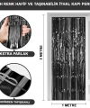 Siyah Renk Ekstra Metalize Parlak Saçaklı Arka Fon Perde İthal A Kalite 1x2 Metre