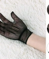 Siyah Renk Likralı File Eldiven Parmaklı Örgü Eldiven Yetişkin Boy