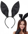 Siyah Renk Saten Kaplama Şekil Verilebilir Tavşan Kulak Taç 35x11 Cm