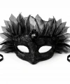 Siyah Taşlı Venedik Maskesi Lüks Tüllü Parti Maskesi