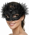 Siyah Taşlı Venedik Maskesi Lüks Tüllü Parti Maskesi