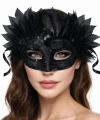 Siyah Taşlı Venedik Maskesi Lüks Tüllü Parti Maskesi