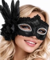 Siyah Tüylü Venedik Lüks Balo Maskesi