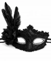 Siyah Tüylü Venedik Lüks Balo Maskesi