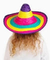 Sombrero Meksika Şapkası Renkli Örme Hasır Çocuk Boy