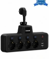Termal Akım Korumalı 4’lü Duvar Tipi Priz 2x Usb 2x Type-c Çıkışlı Grup Priz Çoğaltıcı Siyah (2500w)