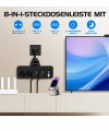 Termal Akım Korumalı 4’lü Duvar Tipi Priz 2x Usb 2x Type-c Çıkışlı Grup Priz Çoğaltıcı Siyah (2500w)