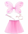 Toz Pembe Kelebek Kostümü - Toz Pembe Kelebek Kostüm Aksesuar Seti 4 Parça