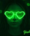 Yeşil Led Işıklı Kalp Gözlük – 3 Modlu Parti  Glow Gözlüğü