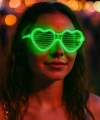 Yeşil Led Işıklı Kalp Gözlük – 3 Modlu Parti  Glow Gözlüğü