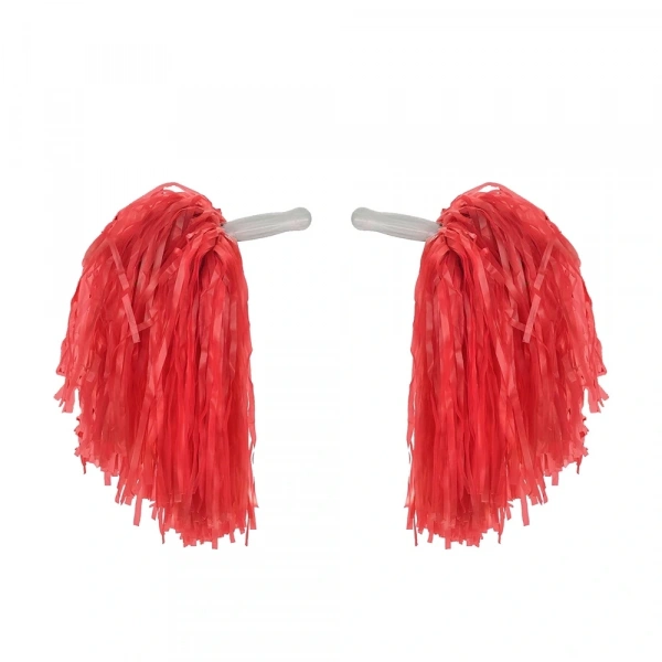 1 Çift ( 2 Adet ) Kırmızı Renk 23 Nisan Gösteri Ponponu