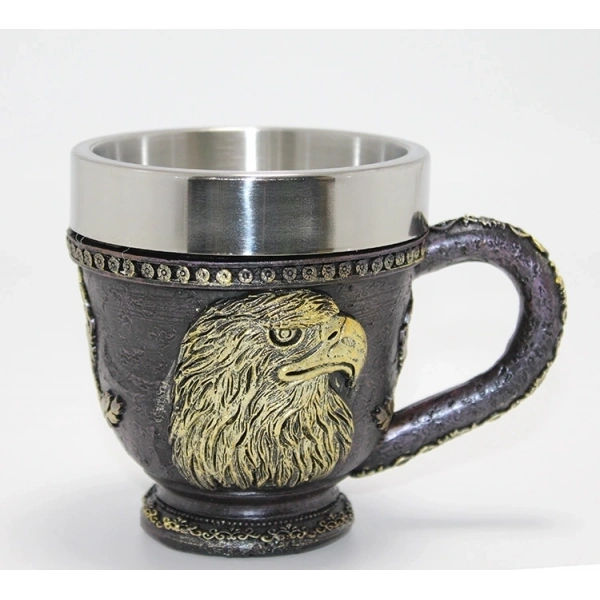 3d Kabartmalı Kartal Büstü Paslanmaz Çelik Kupa Bardak Alk4480