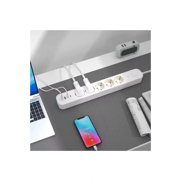 5 Prizli Akım Korumalı Uzatma Kablosu | 2xusb-a + 2xusb-c | 3680w - 2m Kablo