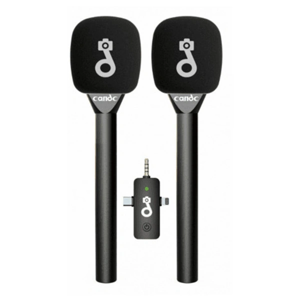 Çift Mikrofonlu Profosyonel Kablosuz Yüksek Kaliteli Ses Kaydı Röportaj Mikrofonu