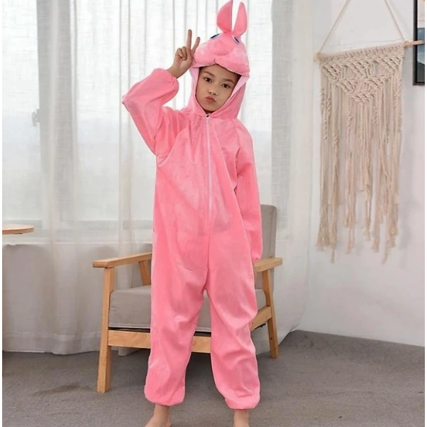 Çocuk Tavşan Kostümü Pembe Renk 4-5 Yaş 100 Cm