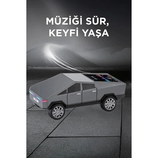 D68 Cyber Model Araba Tasarımlı Bluetooth Hoparlör 15w Güçlü Ses Rgb Led /tws/usb Gri