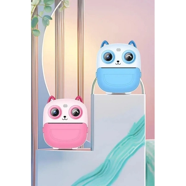 Dijital Video Fotoğraf App Destekli Çocuk Kamerası Termal Resim Kağıt Baskılı Yazıcı Pembe