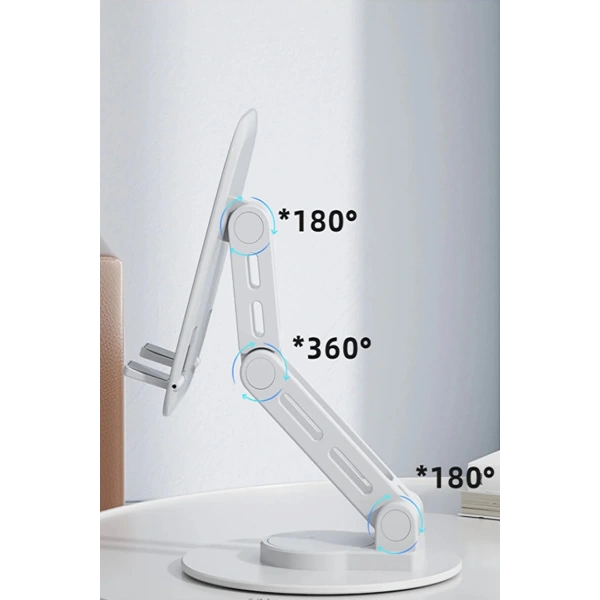 F17s  Masaüstü Telefon Tutucu Döner Tabanı Alüminyum Paslanmaz Çelik Katlanabilir