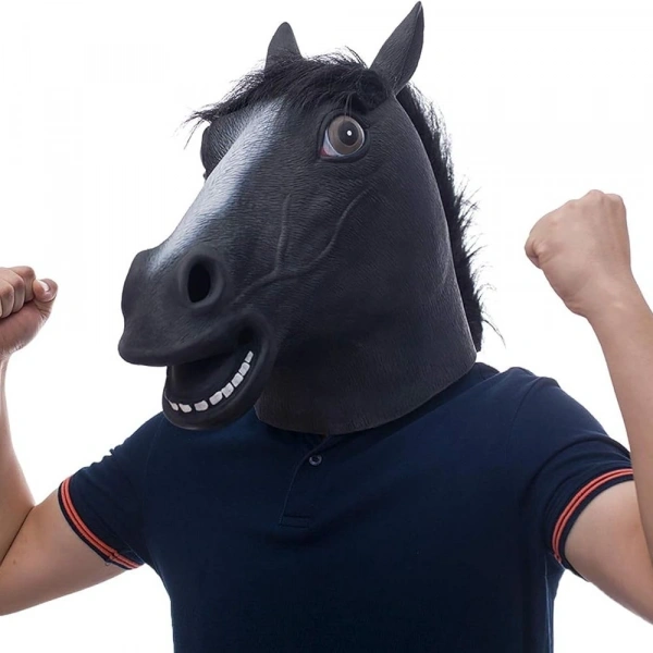 Gerçekçi At Kafası Maskesi Siyah Renk
