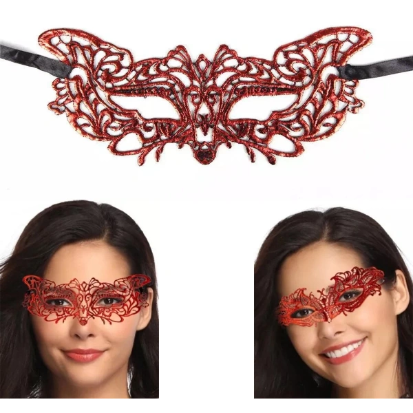 Kırmızı Dantel Masquerade Maskesi 9 No
