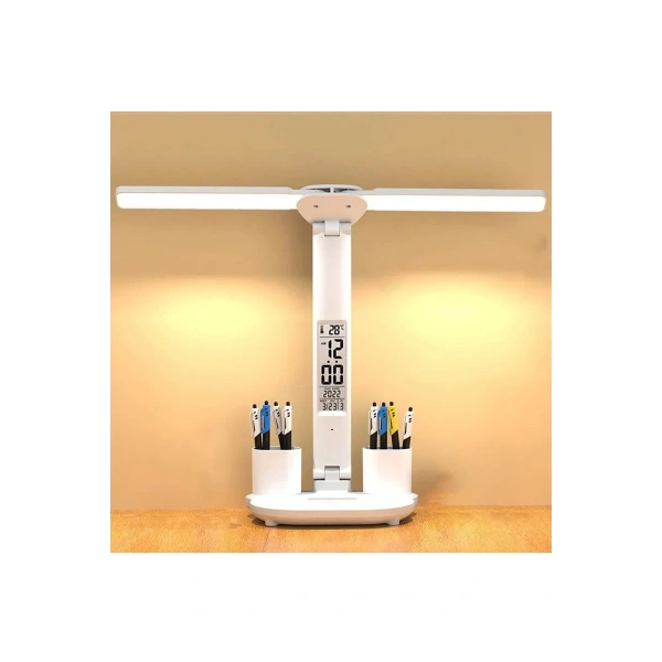 Led Dokunmatik Katlanabilir Masa Lambası Takvim Sıcaklık Saat Şarjlı Masa Lambası