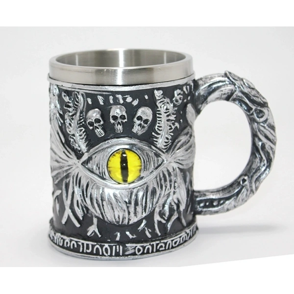 Mistik Ejderha Gözü 3d Kabartmalı Paslanmaz Çelik Kupa Bardak Alk4371