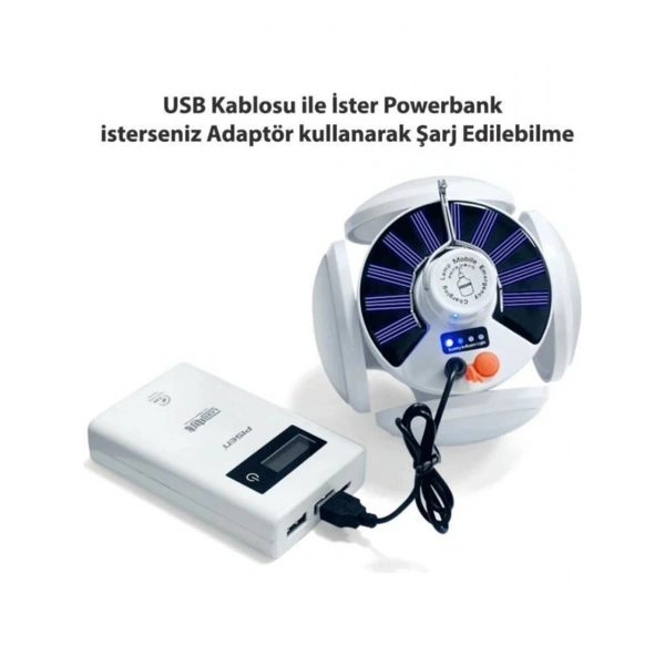 P-038 Solar Güneş Enerji Ve Usb Sarjli 5 Kanatlı