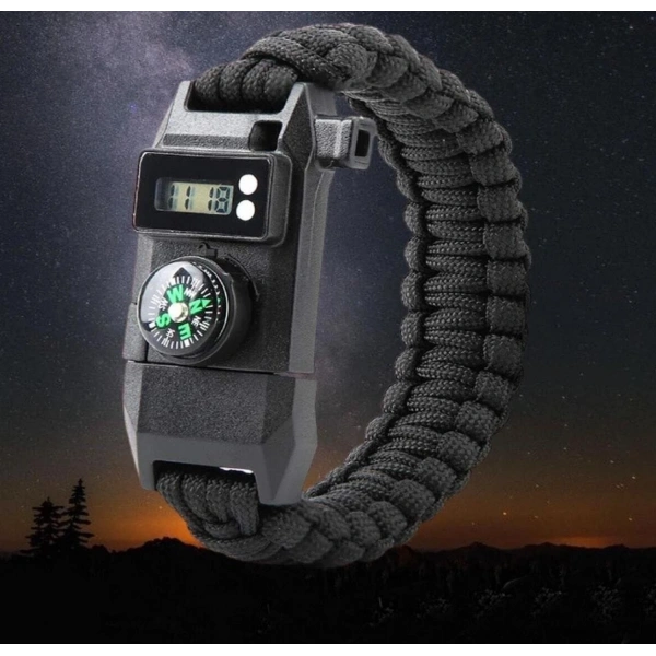 Paracord Dijital Saat Düdük Hayatta Kalma Kamp Bilekliği