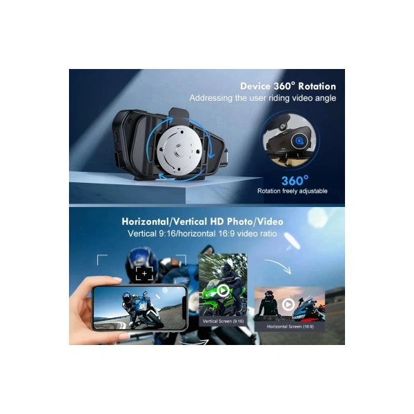 Q28 Motosiklet Kask Bluetooth Kulaklık 1080p Kamera Interkom Kulaklık Su Geçirmez Intercom