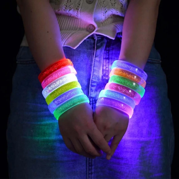 Sarı Led Işıklı Baskı Yapılabilen Pilli Bileklik Bilezik 1,5 Cm Genişlik