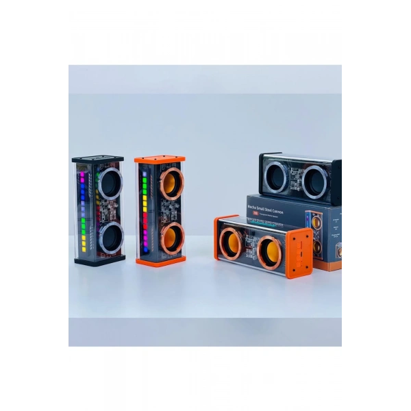 Şeffaf Mecha Müzik Tws Stereo Rgb İşıklı Hoparlör Kablosuz Bluetooth 5.0 Taşınabilir Hoparlör V9